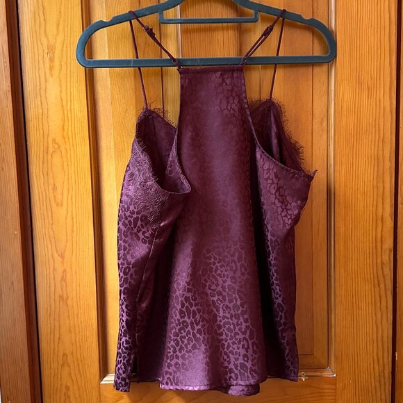 Nine West Burgundy Lace Trim Satin Camisole - Women's Small, Like New - Picture 4 of 8